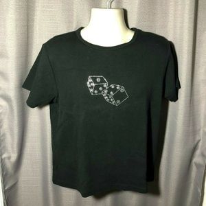 Ladies L Black Cruise Wear Blinged Dice